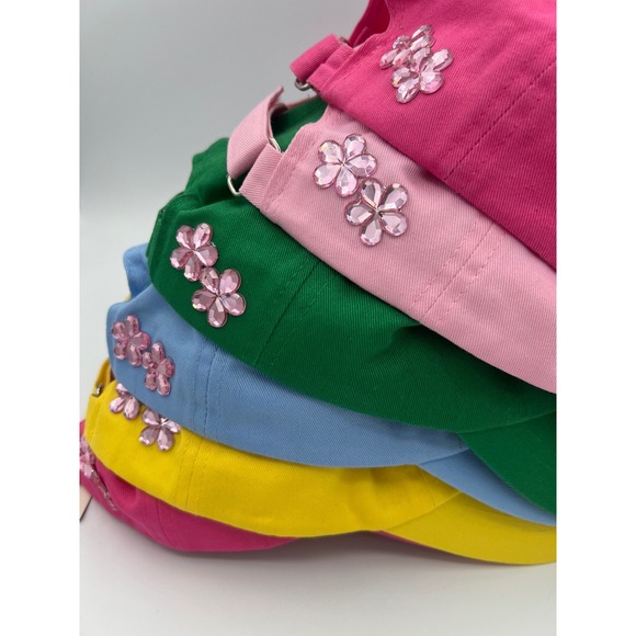 Faded Glory Ball Cap Bundle 6 Flower Rhinestone Colorful Baseball Hat Adjustable - Picture 2 of 8